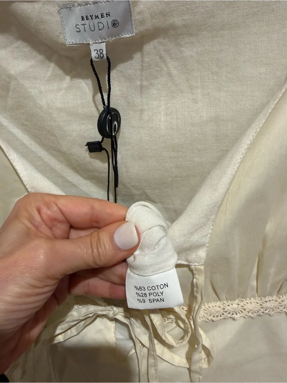 NWOT Beymen Studio Cream Cotton Dress With Floral lace Detail Sz 38IT US 4